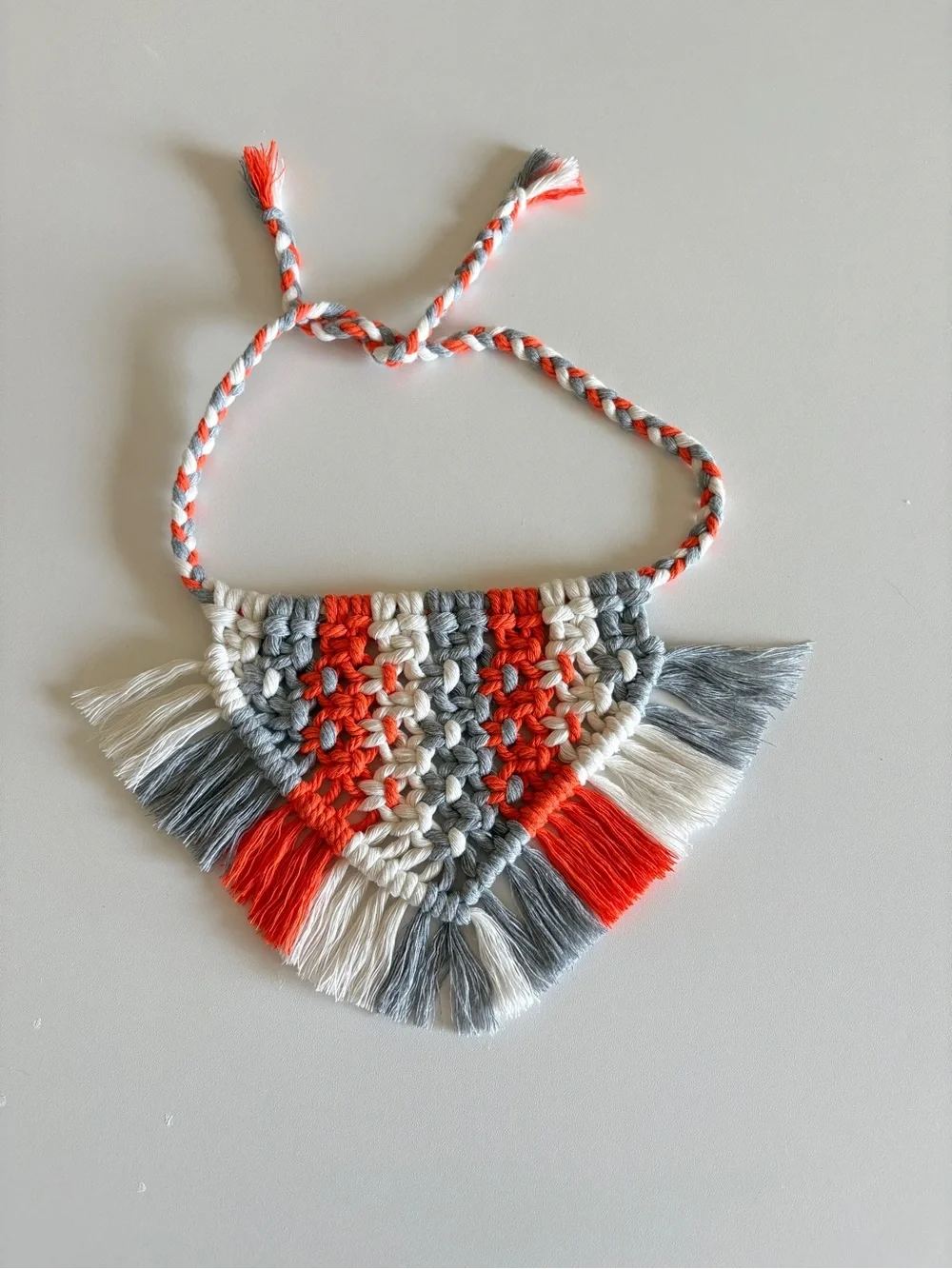 Gray & Orange Macramé Dog Bandana
